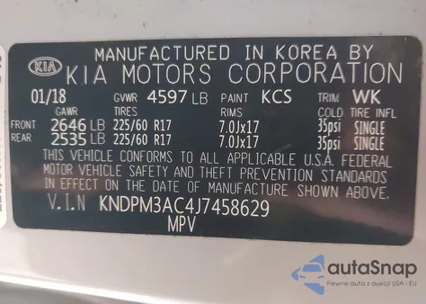 2018 Kia Sportage Lx from USA, damaged, VIN KNDPM3AC4J7458629